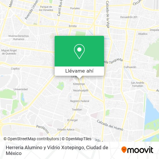 Mapa de Herreria Alumino y Vidrio Xotepingo