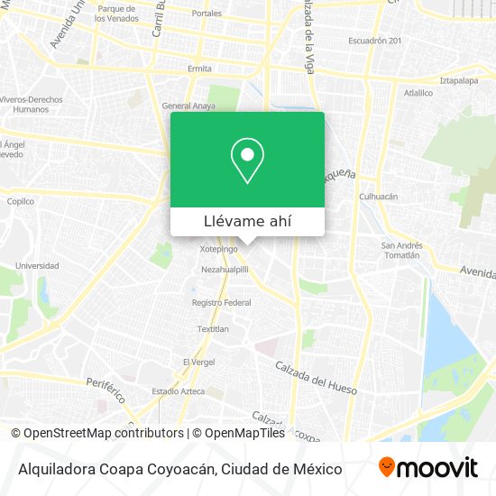Mapa de Alquiladora Coapa Coyoacán