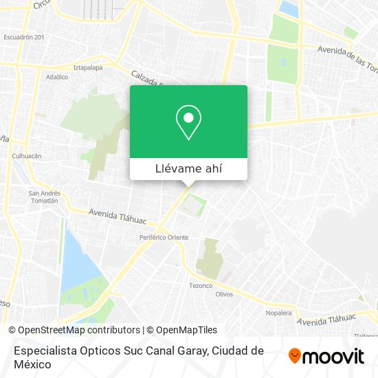 Mapa de Especialista Opticos Suc Canal Garay