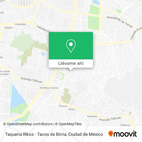 Cómo llegar a Taqueria Rikos - Tacos de Birria en Iztapalapa en Autobús o  Metro?