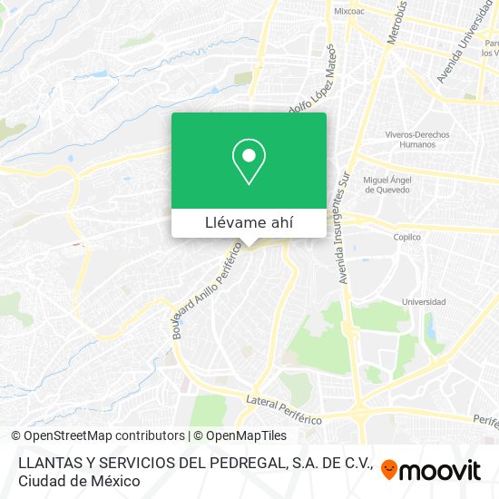 Mapa de LLANTAS Y SERVICIOS DEL PEDREGAL, S.A. DE C.V.