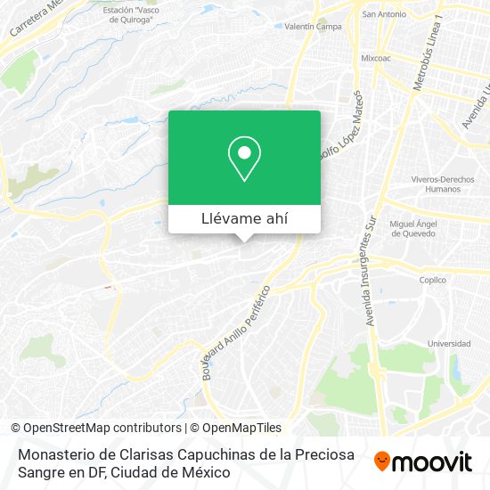 Cómo llegar a Monasterio de Clarisas Capuchinas de la Preciosa Sangre en DF  en Cuajimalpa De Morelos en Autobús o Metro?