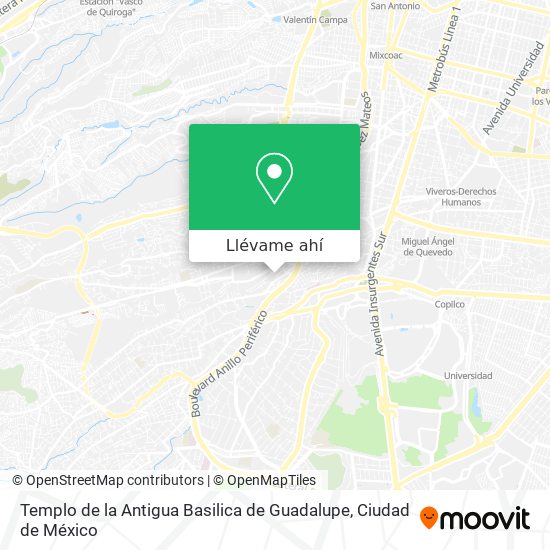 Mapa de Templo de la Antigua Basilica de Guadalupe