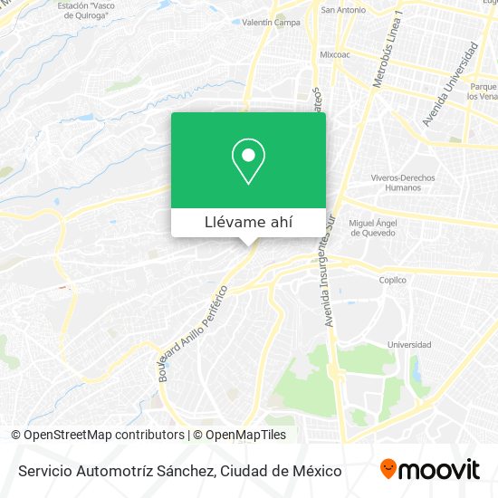 Mapa de Servicio Automotríz Sánchez