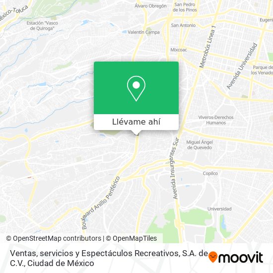 Mapa de Ventas, servicios y Espectáculos Recreativos, S.A. de C.V.