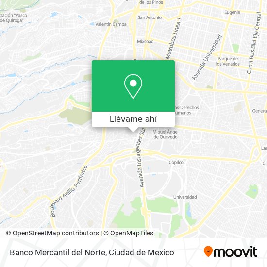 Mapa de Banco Mercantil del Norte