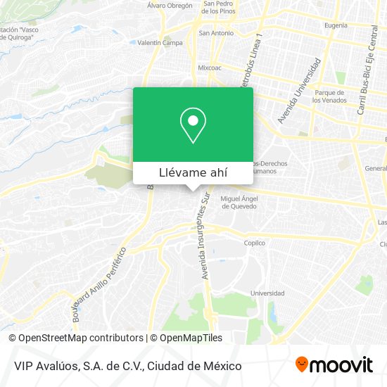 Mapa de VIP Avalúos, S.A. de C.V.