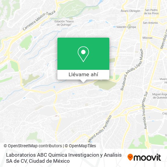 Mapa de Laboratorios ABC Quimica Investigacion y Analisis SA de CV