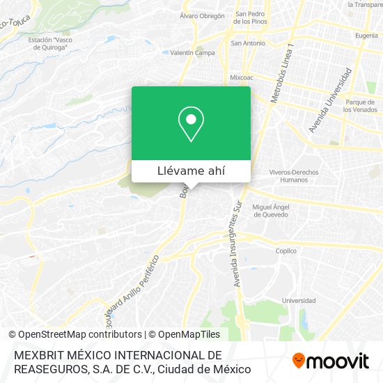 Mapa de MEXBRIT MÉXICO INTERNACIONAL DE REASEGUROS, S.A. DE C.V.