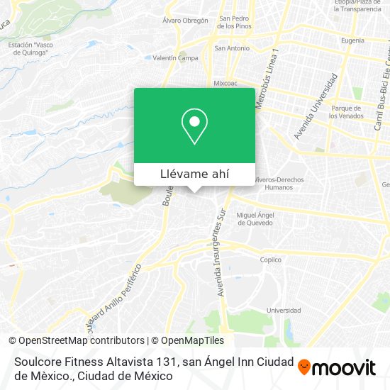 Mapa de Soulcore Fitness Altavista 131, san Ángel Inn Ciudad de Mèxico.