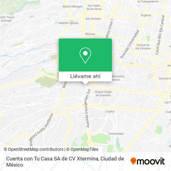 Mapa de Cuenta con Tu Casa SA de CV Xtermina