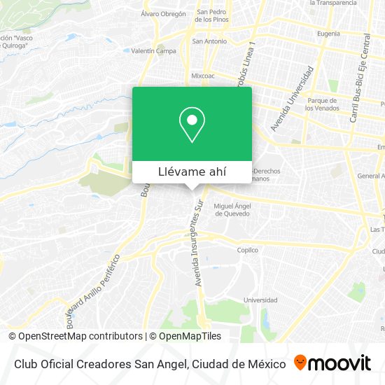 Mapa de Club Oficial Creadores San Angel