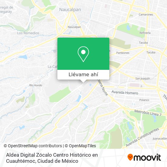 Mapa de Aldea Digital Zócalo Centro Histórico en Cuauhtémoc