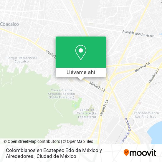 Mapa de Colombianos en Ecatepec Edo de México y Alrededores.