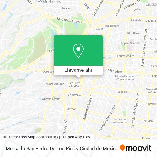 Cómo llegar a Mercado San Pedro De Los Pinos en Miguel Hidalgo en Autobús o  Metro?