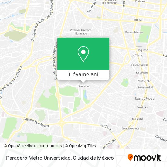 Mapa de Paradero Metro Universidad