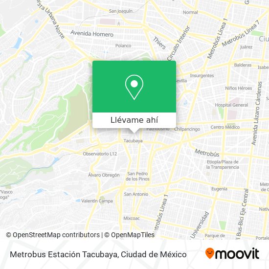 Mapa de Metrobus Estación Tacubaya