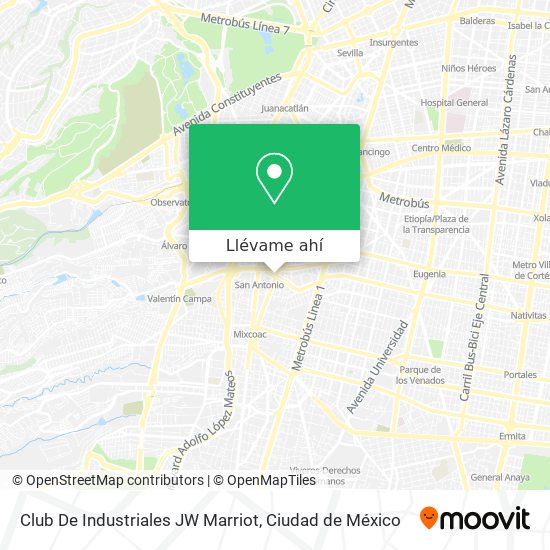 Cómo llegar a Club De Industriales JW Marriot en Miguel Hidalgo en Autobús  o Metro?