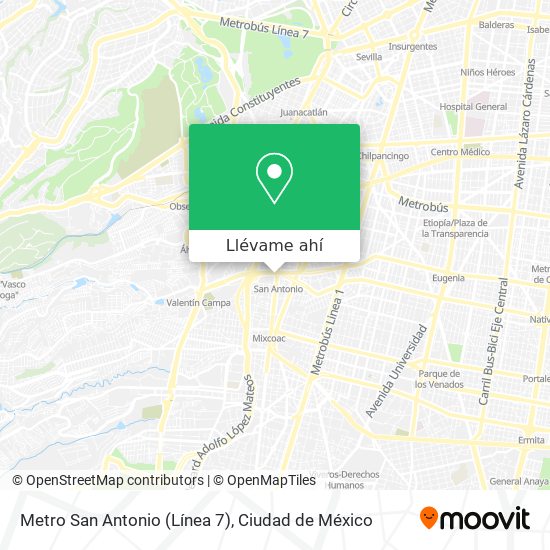 Cómo llegar a Metro San Antonio (Línea 7) en Miguel Hidalgo en Autobús o  Metro?