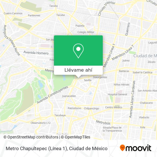 Mapa de Metro Chapultepec (Línea 1)