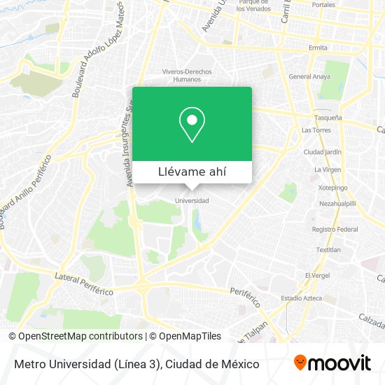 Mapa de Metro Universidad (Línea 3)