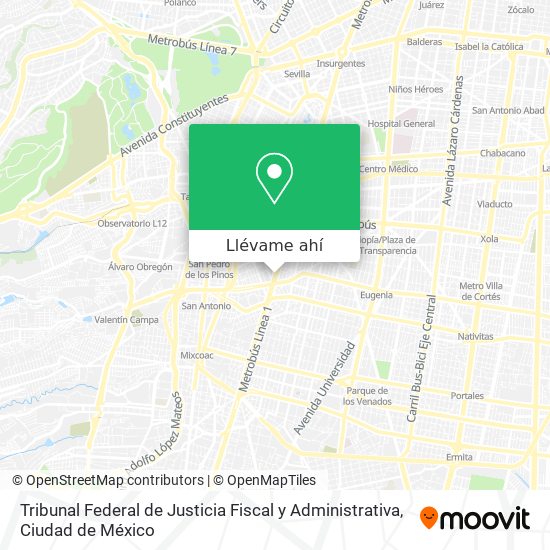 Mapa de Tribunal Federal de Justicia Fiscal y Administrativa