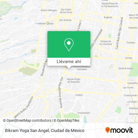 Mapa de Bikram Yoga San Angel