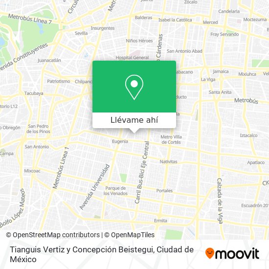 Mapa de Tianguis Vertiz y Concepción Beistegui