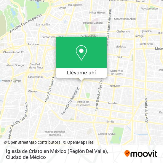 Mapa de Iglesia de Cristo en México (Región Del Valle)