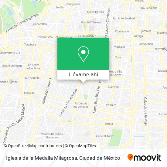 Cómo llegar a Iglesia de la Medalla Milagrosa en Miguel Hidalgo en Autobús  o Metro?