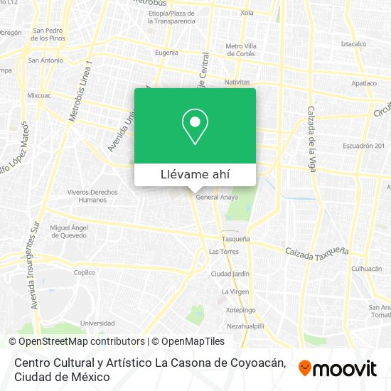 Mapa de Centro Cultural y Artístico La Casona de Coyoacán