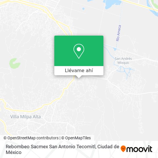 Mapa de Rebombeo Sacmex  San Antonio Tecomitl