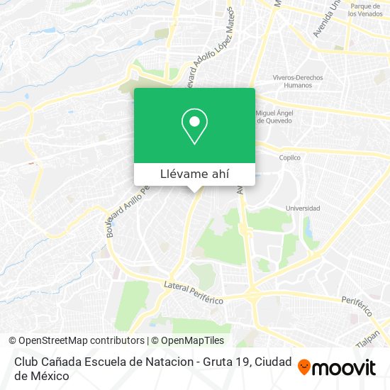 Cómo llegar a Club Cañada Escuela de Natacion - Gruta 19 en Alvaro Obregón  en Autobús o Metro?