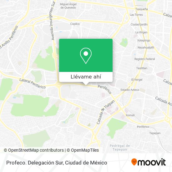 Mapa de Profeco. Delegación Sur