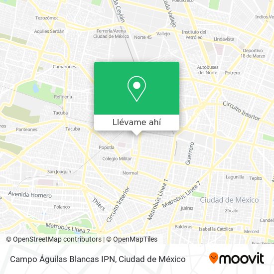 Cómo llegar a Campo Águilas Blancas IPN en Azcapotzalco en Autobús, Metro o  Tren?