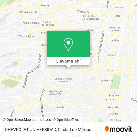 Mapa de CHEVROLET UNIVERSIDAD