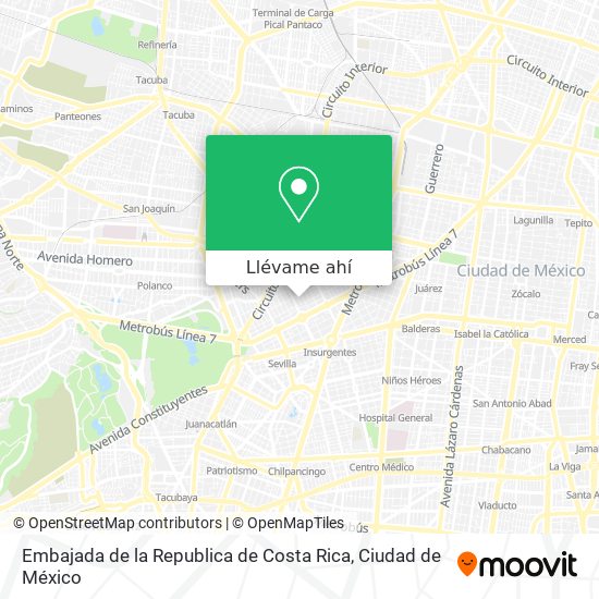 Mapa de Embajada de la Republica de Costa Rica