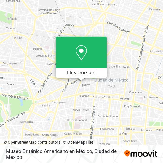 Mapa de Museo Británico Americano en México