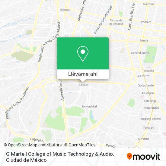 Mapa de G Martell College of Music Technology & Audio