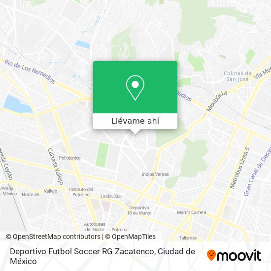 Mapa de Deportivo Futbol Soccer RG Zacatenco