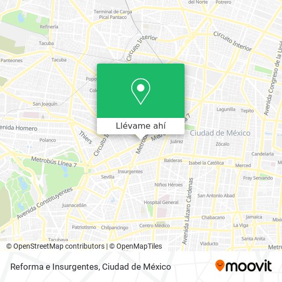 Mapa de Reforma e Insurgentes