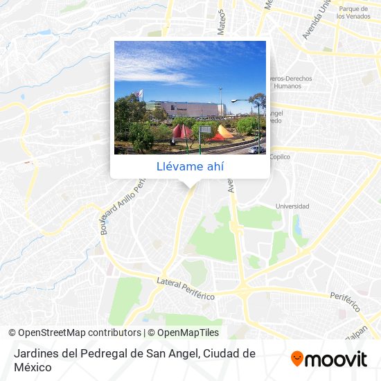 Cómo llegar a Jardines del Pedregal de San Angel en Alvaro Obregón en  Autobús o Metro?