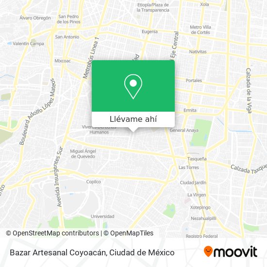 Mapa de Bazar Artesanal Coyoacán