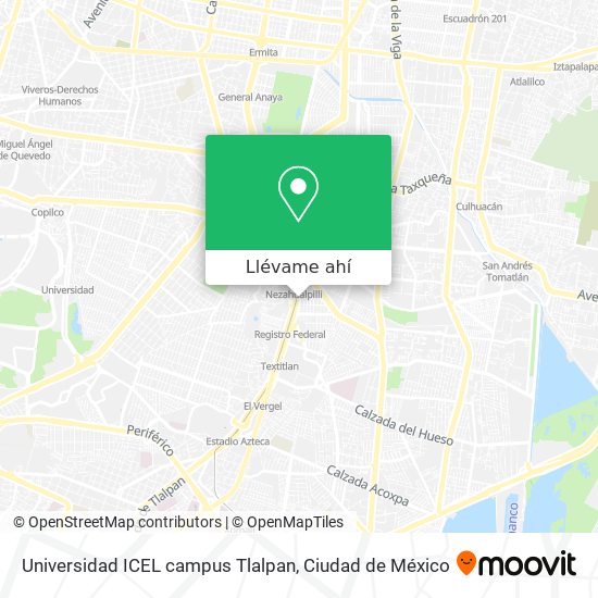 Mapa de Universidad ICEL campus Tlalpan