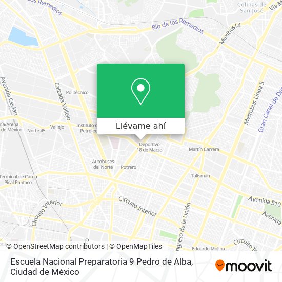 Mapa de Escuela Nacional Preparatoria 9  Pedro de Alba