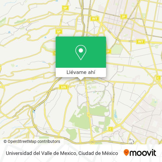 Mapa de Universidad del Valle de Mexico