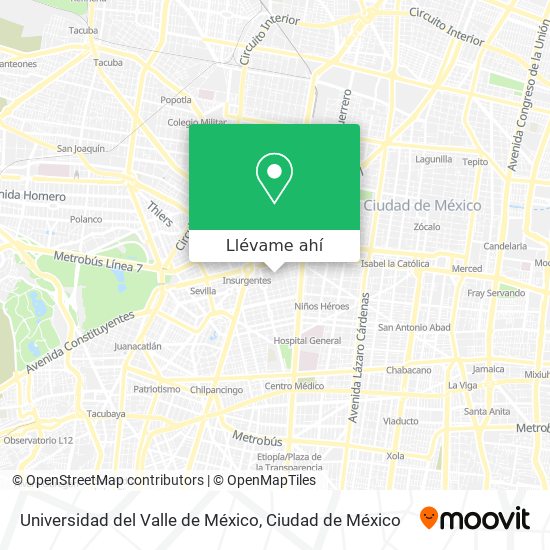 Mapa de Universidad del Valle de México