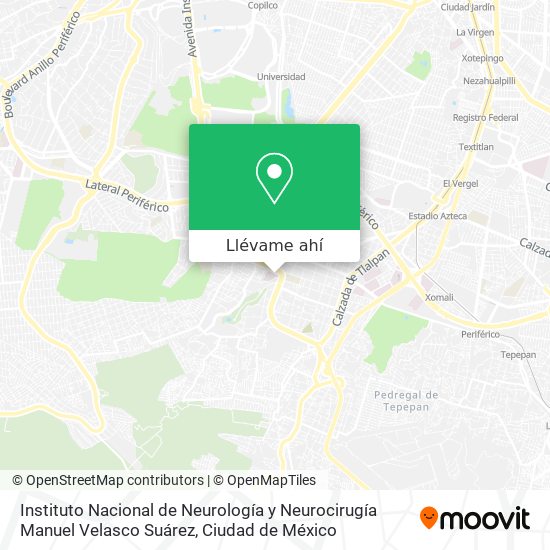 Mapa de Instituto Nacional de Neurología y Neurocirugía  Manuel Velasco Suárez