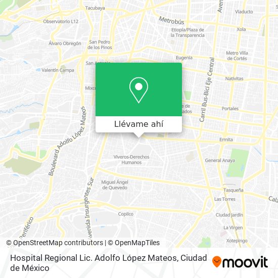 Mapa de Hospital Regional Lic. Adolfo López Mateos