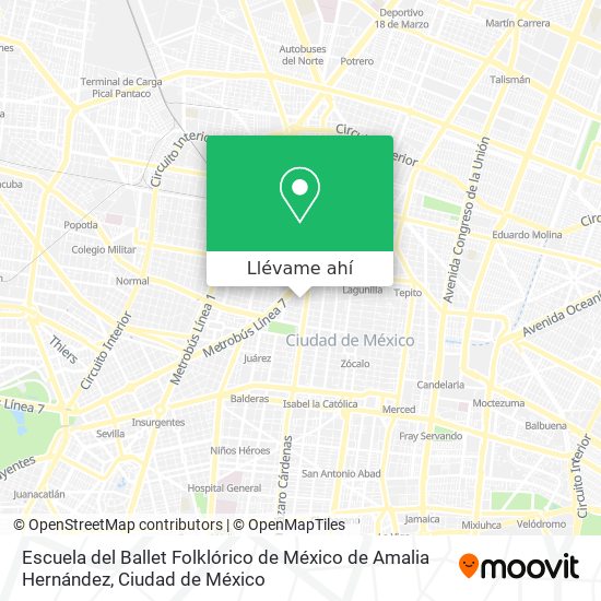 Mapa de Escuela del Ballet Folklórico de México de Amalia Hernández